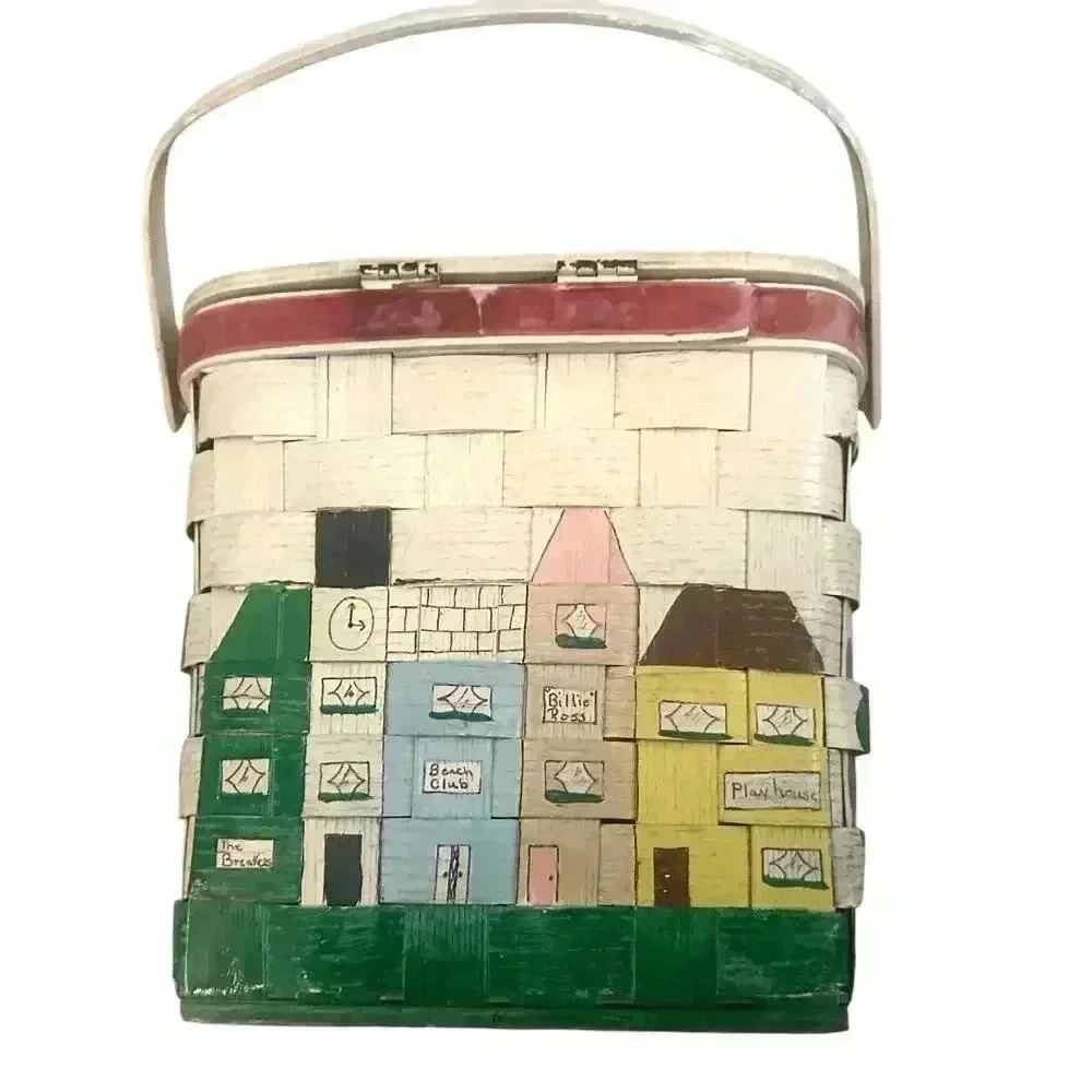 Original Hand Painted Billie Rose of the Palm Beaches Purse Hand Basket